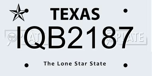 IQB2187 Texas License Plate