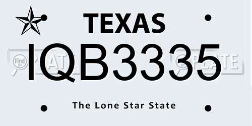 IQB3335 Texas License Plate