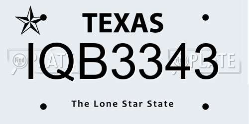 IQB3343 Texas License Plate