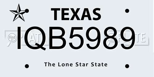 IQB5989 Texas License Plate
