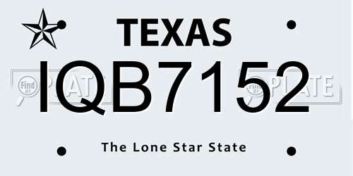 IQB7152 Texas License Plate