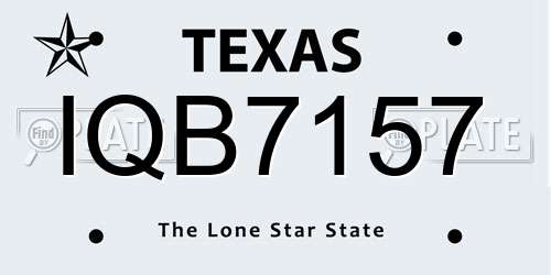 IQB7157 Texas License Plate