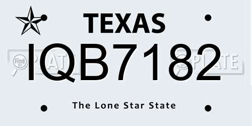 IQB7182 Texas License Plate