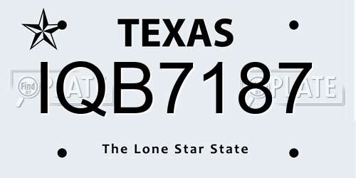 IQB7187 Texas License Plate