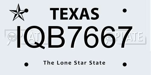 IQB7667 Texas License Plate