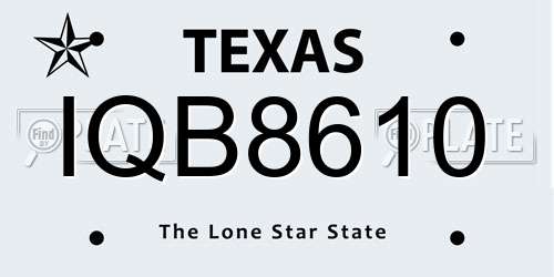 IQB8610 Texas License Plate