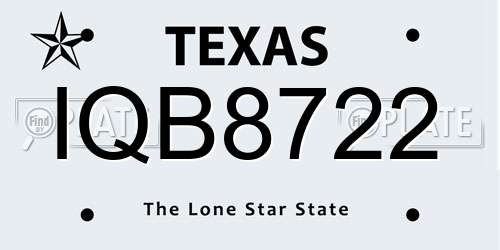 IQB8722 Texas License Plate