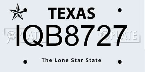 IQB8727 Texas License Plate