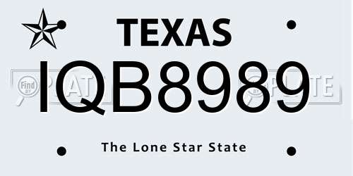 IQB8989 Texas License Plate