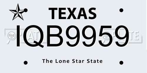 IQB9959 Texas License Plate