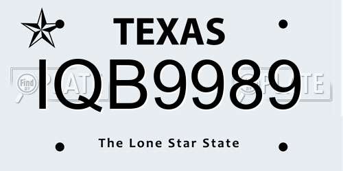 IQB9989 Texas License Plate