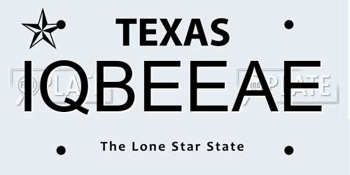 IQBEEAE Texas License Plate