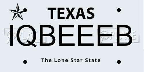 IQBEEEB Texas License Plate