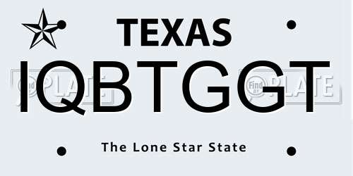 IQBTGGT Texas License Plate
