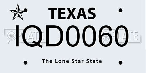 IQD0060 Texas License Plate