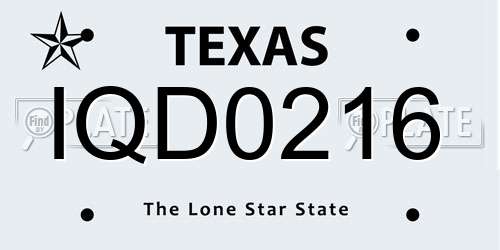 IQD0216 Texas License Plate