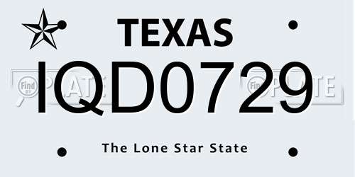 IQD0729 Texas License Plate