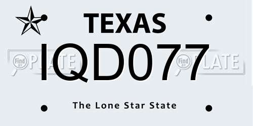 IQD077 Texas License Plate