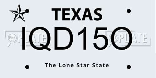IQD15O Texas License Plate