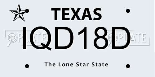 IQD18D Texas License Plate