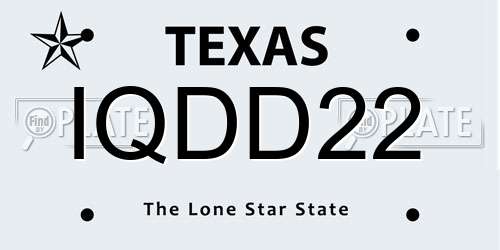 IQDD22 Texas License Plate