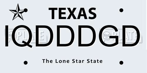 IQDDDGD Texas License Plate