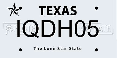 IQDH05 Texas License Plate