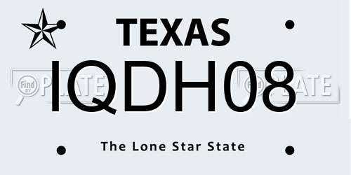 IQDH08 Texas License Plate
