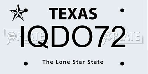 IQDO72 Texas License Plate