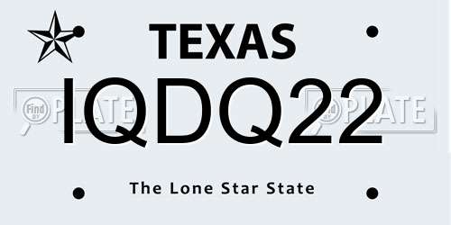 IQDQ22 Texas License Plate