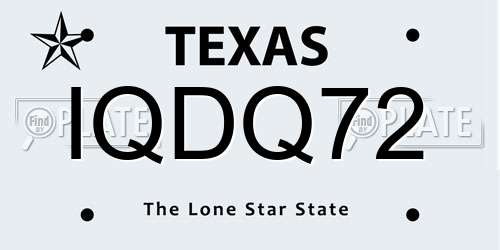 IQDQ72 Texas License Plate