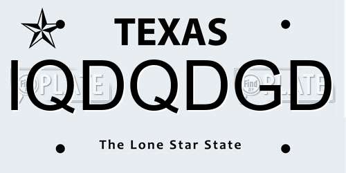 IQDQDGD Texas License Plate