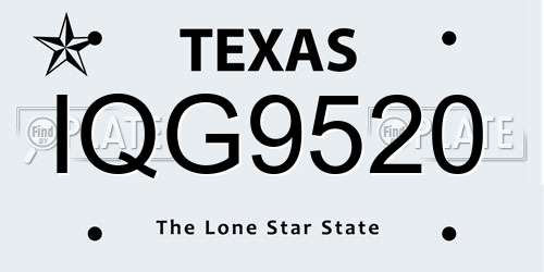 IQG9520 Texas License Plate