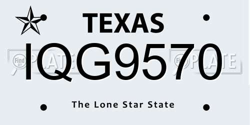 IQG9570 Texas License Plate