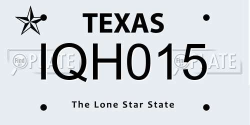 IQH015 Texas License Plate