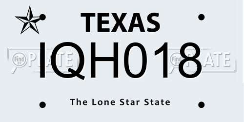 IQH018 Texas License Plate