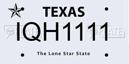 IQH1111 Texas License Plate