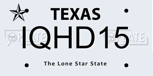IQHD15 Texas License Plate