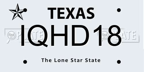IQHD18 Texas License Plate