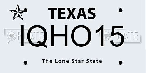 IQHO15 Texas License Plate
