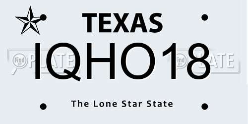IQHO18 Texas License Plate