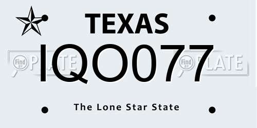 IQO077 Texas License Plate