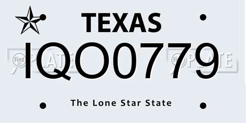 IQO0779 Texas License Plate