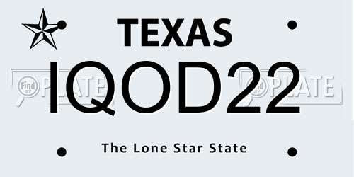 IQOD22 Texas License Plate