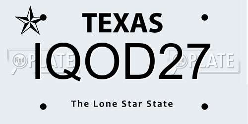 IQOD27 Texas License Plate