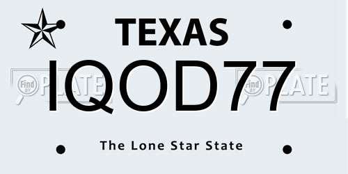 IQOD77 Texas License Plate