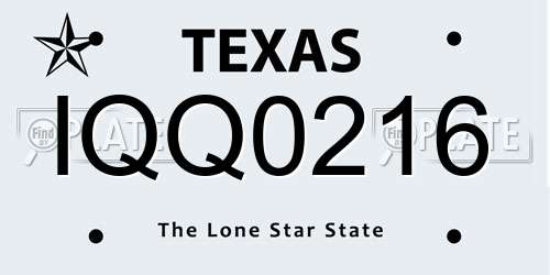 IQQ0216 Texas License Plate
