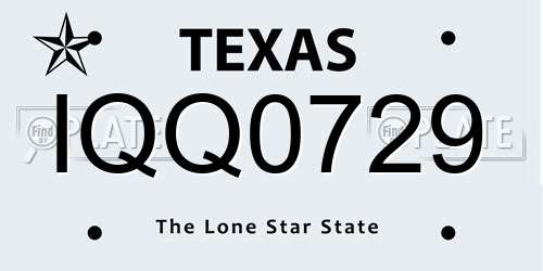 IQQ0729 Texas License Plate