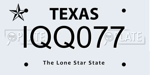 IQQ077 Texas License Plate