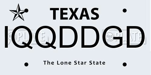 IQQDDGD Texas License Plate